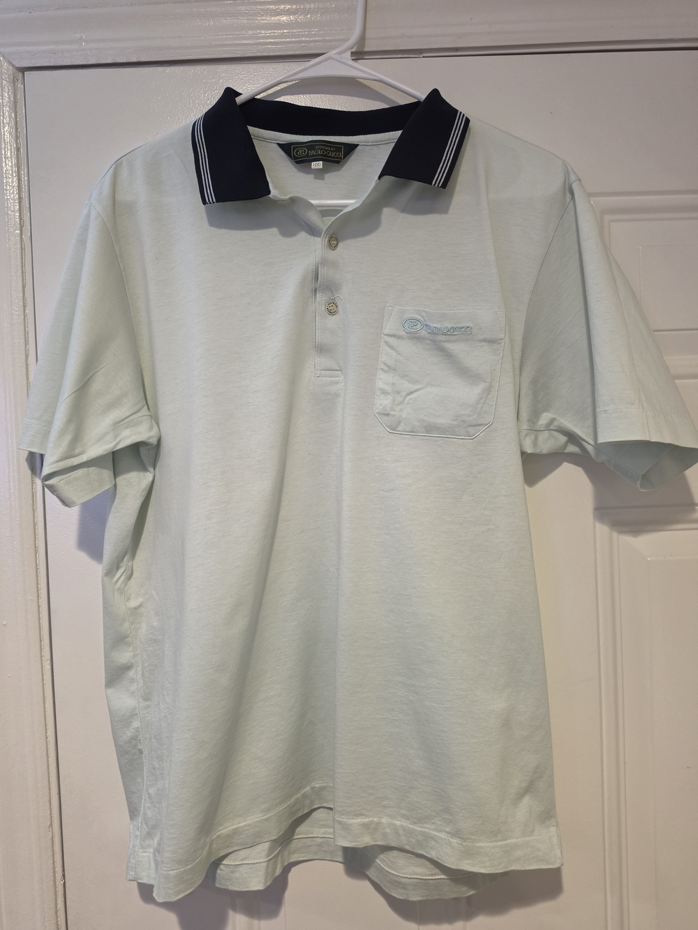 Classic Mint Polo with Navy Contrast Collar